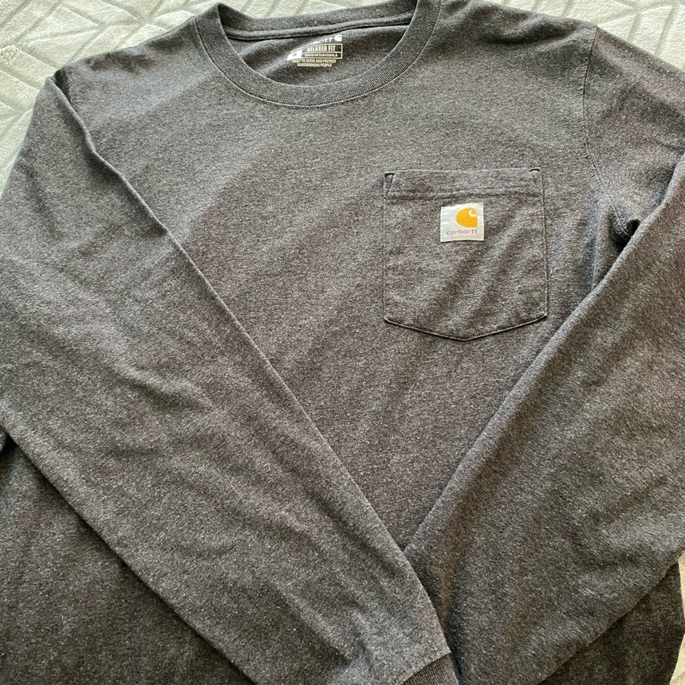 Carhartt gray long sleeve with Yellow Logo